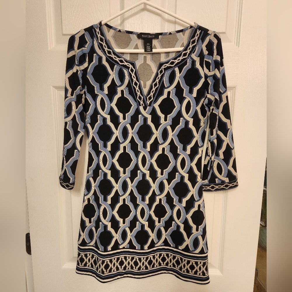 WHBM Chic Geometric Pattern Tunic, Size XXS